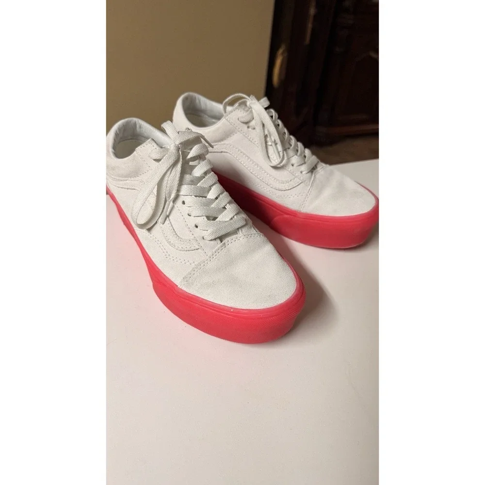 Vans Old Skool Stackform Platform White Pink Sneakers Shoes Men 7 Women 8.5